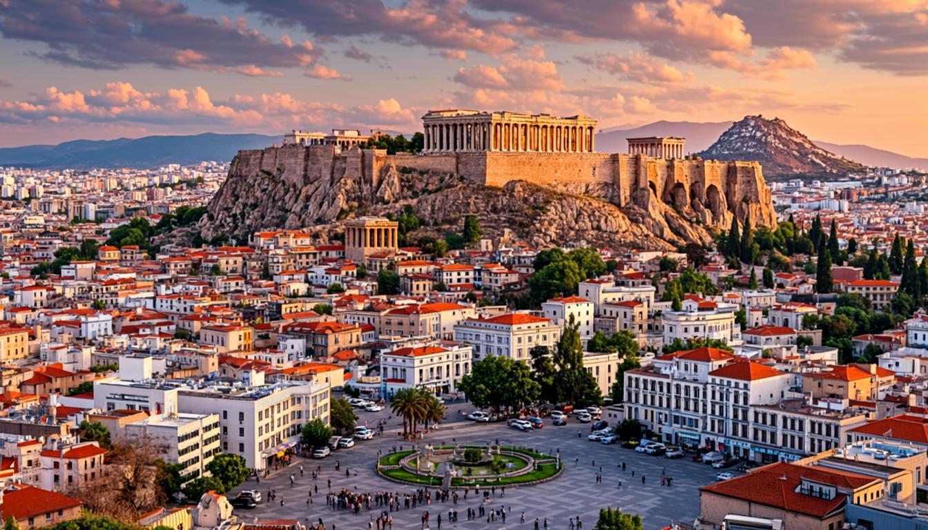 Aerial view of Athens Greece cityscape with Acropolis - Real Estate Investment Opportunity